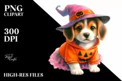 Cute Baby Dog Halloween Drawing | Watercolor Product Image 3