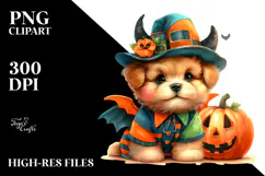 Cute Baby Dog Halloween Drawing | Watercolor Product Image 2