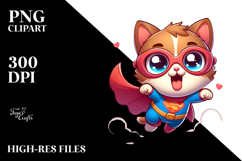 Goofy Kitten with Superhero Cape PNG Product Image 2