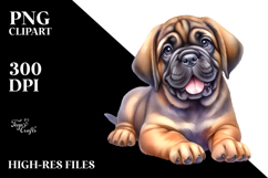 Happy Baby Mastiff Watercolor PNG Product Image 2