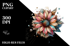 Wooden Stained Sunflower with Metalic Insertions PNG Product Image 2