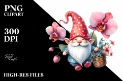 Colorful Gnome Orchid, Watercolor Clipart Product Image 3
