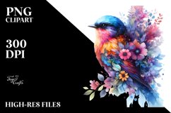 Artistic Watercolor Bird Flowers Product Image 1
