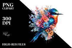 Artistic Watercolor Bird Flowers Product Image 3