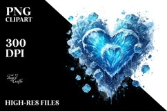 Blue Ice Heart, Digital Painting PNG Product Image 2