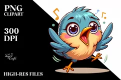 Cute Dancing Baby Wren with Big Eyes | Clipart Product Image 1