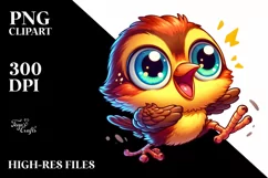 Crazy Looking Baby Wren with Big Eyes | Clipart Product Image 3