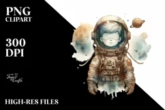 Vintage Astronaut Boy | Watercolor Clipart Product Image 3