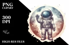 Vintage Astronaut Boy | Watercolor Clipart Product Image 3