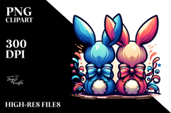 Colorful Stylized Sitting Bunnies PNG Product Image 2