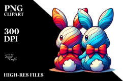 Colorful Stylized Sitting Bunnies PNG Product Image 2