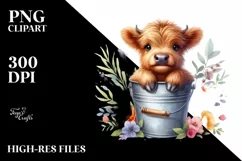 Cute Baby Highland Cow PNG Product Image 3