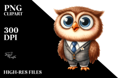 Funny Owl Standing Dressed Shy Night Clipart Product Image 2