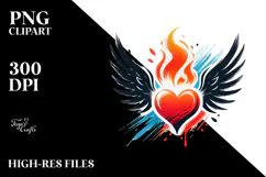 Heart with Wings Simple Paintbrush Style PNG Product Image 2