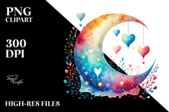 Adorned Moon with Hearts, Transparent PNG Product Image 2