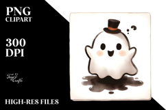 Funny Cute Ghost in Watercolor PNG Product Image 2