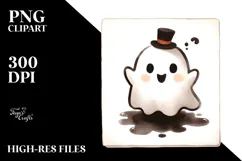 Funny Cute Ghost in Watercolor PNG Product Image 2