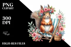 Watercolor Young Squirrel Wreath Beach Chair | Sticker | Product Image 1
