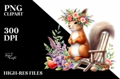 Watercolor Young Squirrel Wreath Beach Chair | Sticker | Product Image 1