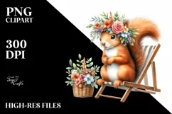 Watercolor Young Squirrel Wreath Beach Chair | Sticker | Product Image 1