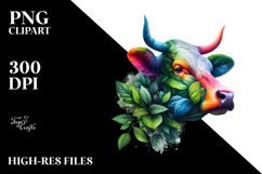 Abstract Vibrant Cow PNG Product Image 2