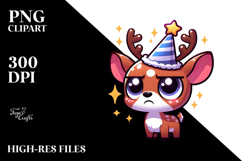 Cute Cartoon Deer with Party Hat PNG Product Image 2