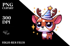 Cute Cartoon Deer with Party Hat PNG Product Image 2