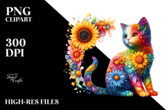 Abstract Kitten with Flower Body PNG Product Image 2