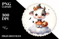 Cute Baby Cow Dressed for Halloween, Transparent PNG Product Image 3