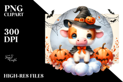 Cute Baby Cow Halloween Clipart PNG Product Image 2