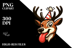 Goofy Deer with Party Hat PNG Product Image 2