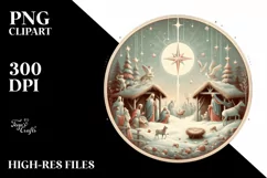 Pastell Retro Christmass Nativity Scene PNG Product Image 2