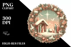 Pastell Retro Christmass Nativity Scene PNG Product Image 2