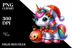 Baby Unicorn Dressed for Christmas Pumpkins | Sublimation | Product Image 1