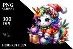 Baby Unicorn Dressed for Christmas Pumpkins | Sublimation | Product Image 2