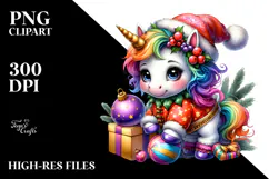 Baby Unicorn Dressed for Christmas Pumpkins | Sublimation | Product Image 2