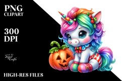 Baby Unicorn Dressed for Christmas Pumpkins | Sublimation | Product Image 3