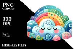 Whimsical Simple Colorful Cloud, PNG Product Image 2