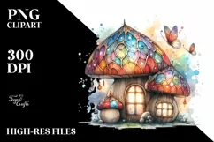 Pastel Wooden Stained Magical Mushroom PNG Product Image 1