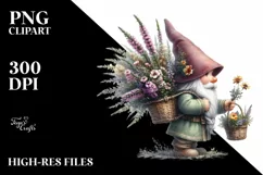 Detailed Gnome Heather Bouquet Basket | Sublimation | Product Image 3