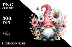 Gnome with Daisy Floral Frame PNG Product Image 2