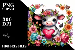 Colorful Cow with Heart PNG Product Image 2