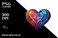 Metallic Heart Watercolor PNG Product Image 2