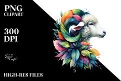 Abstract Watercolor Lamb Frame PNG Product Image 3