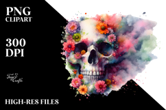 Colorful Skull with Spring Flowers, PNG Product Image 2