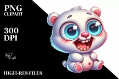 Cute Crazy Baby Polar Bear with Big Eyes | Clipart Product Image 1
