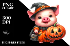 Vibrant Cute Pig Halloween PNG Product Image 2