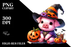 Vibrant Cute Pig Halloween PNG Product Image 2