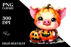 Vibrant Cute Pig Halloween PNG Product Image 2