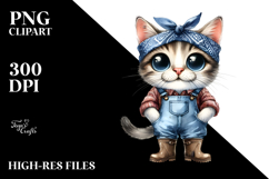 Expressive Cat in Farm Jeans with Bandana Product Image 2